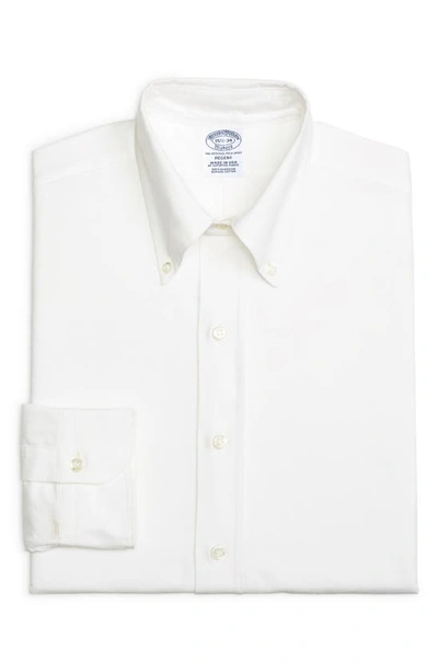 Brooks Brothers Regent Slim-fit Non-iron Pinpoint Solid Dress Shirt In Solid White