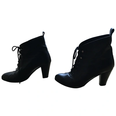 Pre-owned Balmain Leather Lace Up Boots In Black