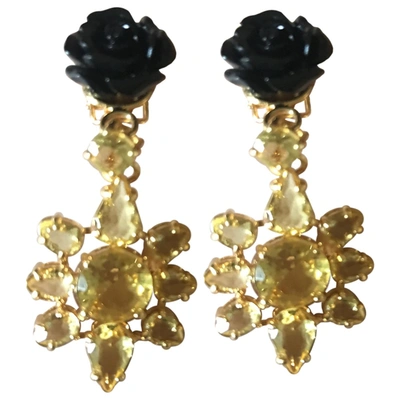 Pre-owned Prada Crystal Earrings In Yellow