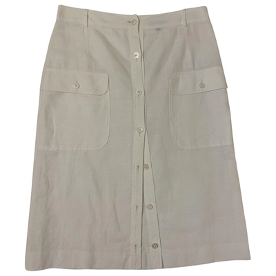 Pre-owned Burberry Linen Mid-length Skirt In White