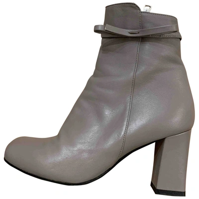Pre-owned Marella Leather Ankle Boots In Grey
