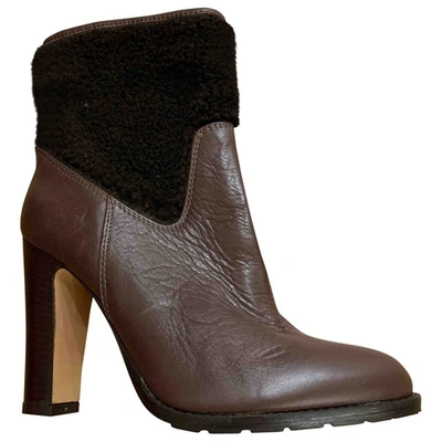 Pre-owned Marella Leather Ankle Boots In Brown