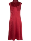 Delada Silk Cut-out Detail Dress In Red
