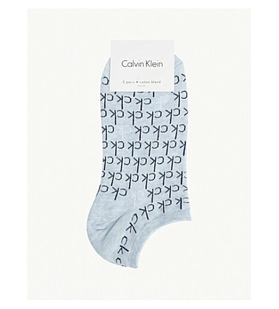 Calvin Klein Callie Logo Socks Pack Of Two In 98 Cham Htr/dneim Htr