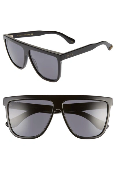 Gucci Flattop Square Acetate Sunglasses In Black/ Grey Solid