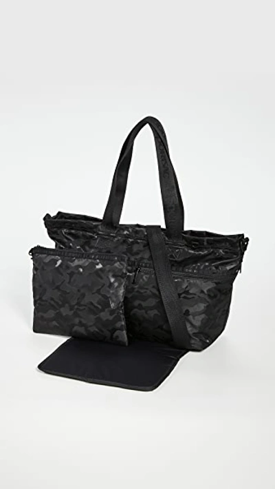 Lesportsac Carlin Diaper Bag Tote In Black Camo