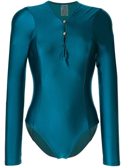 Duskii Océane Sleek Long Sleeve Surf Suit In Blue