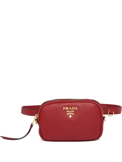 Prada Logo Belt Bag In Red