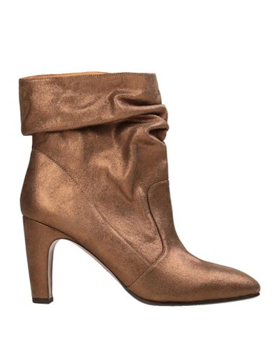 Chie Mihara Evil Ankle Boot In Bronze Laminated Leather
