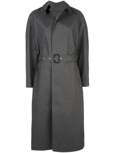 Maison Margiela Belted Back Print Coat In Grey