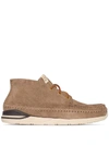 Visvim Beige Suede Lace-up Moccasins In Brown