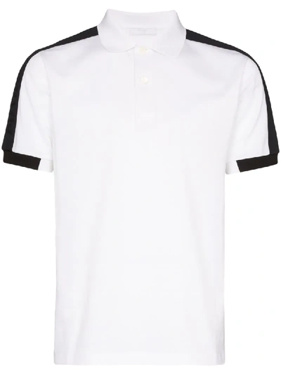 Prada Contrast Band Polo Shirt In White
