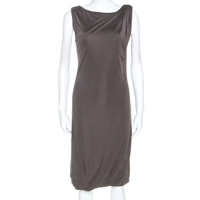 Pre-owned Emporio Armani Brown Jersey Draped Detail Milano Dress S