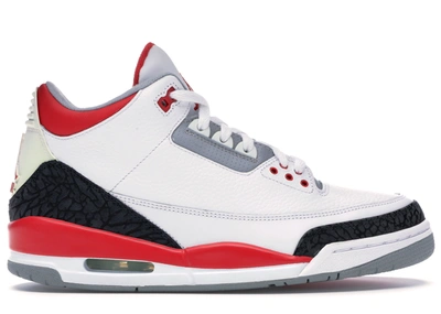 Pre-owned Jordan 3 Retro Fire Red (2007) In White/fire Red-cement Grey