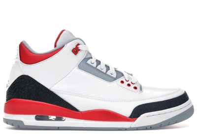 Pre-owned Jordan 3 Retro Fire Red (2013) In White/fire Red-neutral Grey-black