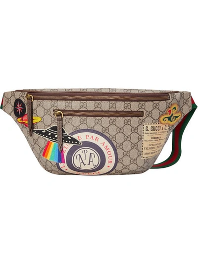 Pre-owned Gucci Courrier Waist Bag Gg Supreme Beige/ebony In Multi
