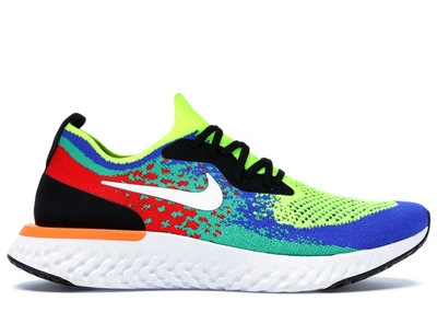 Pre-owned Nike Epic React Flyknit Belgium In Volt/white-racer Blue-clear  Emerald | ModeSens