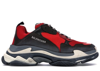 Pre-owned Balenciaga Triple S Red Black (pre-distressed) In Red/black
