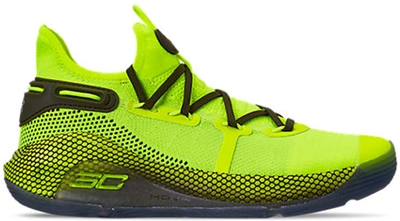 Pre-owned Under Armour  Curry 6 Coy Fish In High Vis Yellow/high Vis Yellow-guardian Green