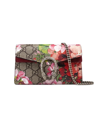 Pre-owned Gucci Dionysus Gg Supreme Blooms Super Mini Beige/ebony