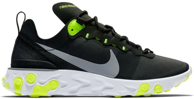 Pre-owned Nike React Element 55 Black Volt Cool Grey (women's) In Black/wolf Grey-volt-cool Grey-white