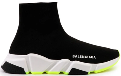 Pre-owned Balenciaga Speed Trainer Black White Neon 2019 (women's) In Black/white-neon