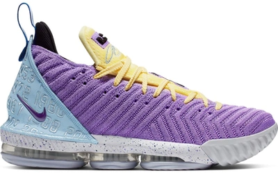 Pre-owned Nike  Lebron 16 Lakers Championships In Atomic Violet/bicycle Yellow-half Blue