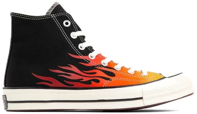 Pre-owned Converse  Chuck Taylor All-star 70s Hi Archive Print Flames In Black/enamel Red-bold Mandarin