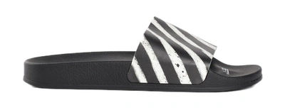 Pre-owned Off-white  Spray Stripes Slider Black White Fw19 In Black/white
