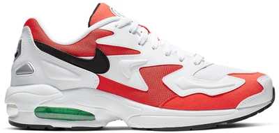 Pre-owned Nike  Air Max2 Light Habanero Red In White/black-habanero Red-cool Grey-electro Green-hyper Jade
