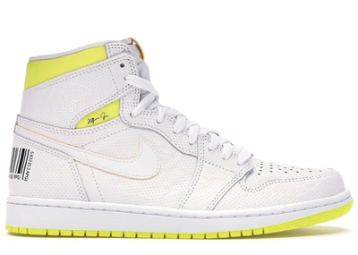 Pre-owned Jordan  1 Retro High First Class Flight In White/dynamic Yellow-black