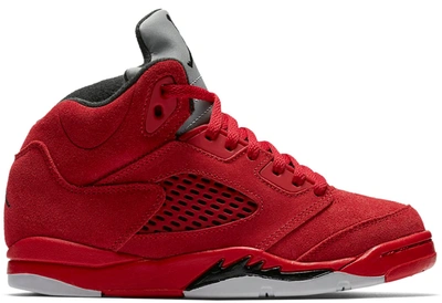 Pre-owned Jordan 5 Retro Red Suede (ps) In University Red/black