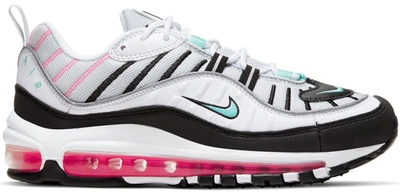 Pre-owned Nike Air Max 98 South (women's) In Platinum/black-pink Blast-aurora Green | ModeSens