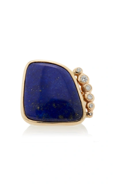 Jill Hoffmeister One-of-a-kind 14k Gold, Diamond And Lapis Ring In Blue