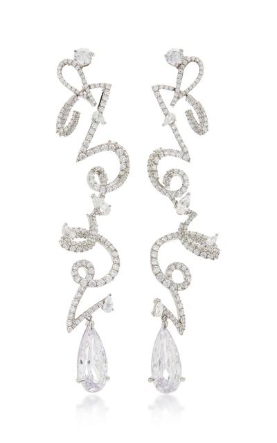 Anabela Chan Script 18k White Gold And Rhodium Vermeil Diamond Earrings