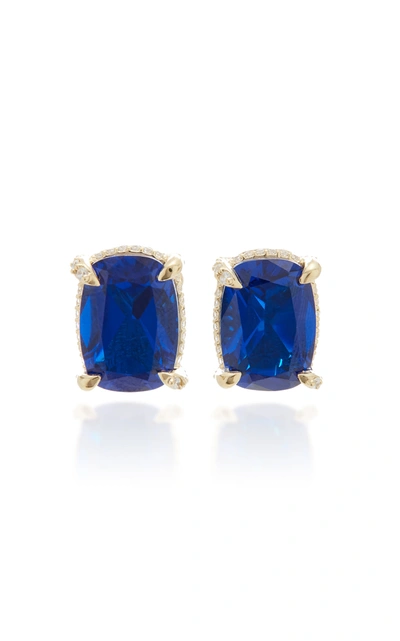 Anabela Chan 18k Gold Vermeil Sapphire And Diamond Earrings In Blue