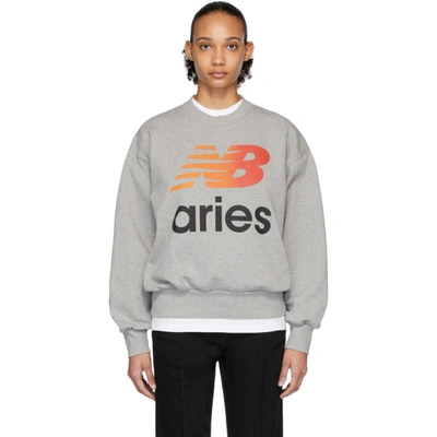 Aries Grey New Balance Edition Logo Sweatshirt