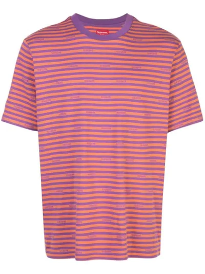 Supreme Logo Stripe Ss Top In Orange | ModeSens