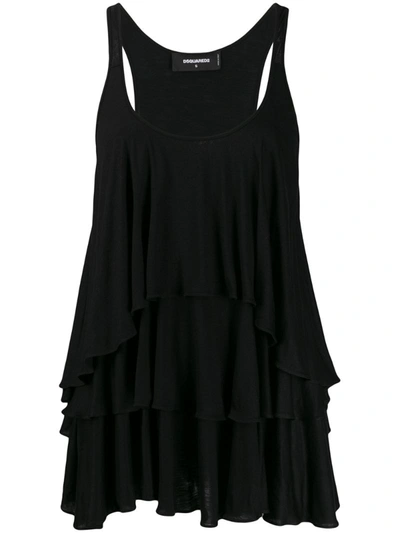 Dsquared2 Layered Effect Waistcoat Top In Black