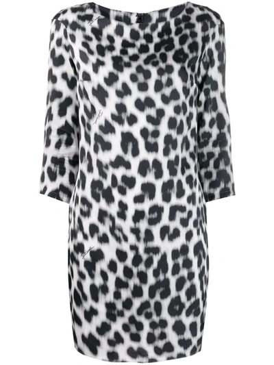 Just Cavalli Leopard-print Satin Mini Dress In White