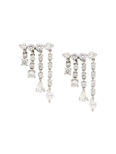 Anita Ko 18kt White Gold Small Rain Drop Diamond Earrings In Silver