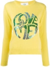 Alberta Ferretti Long Sleeve Sequin-embellished Logo Pullover In Yellow