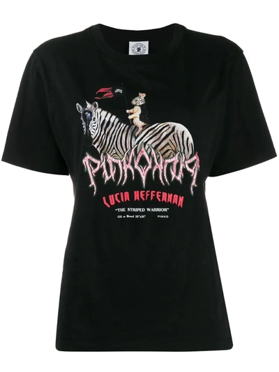 Pinko The Striped Warrior T-shirt In Black