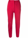 Pinko Cropped Slim-fit Trousers In Rot