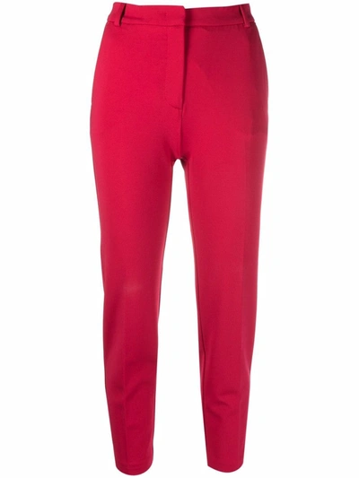 Pinko Cropped Slim-fit Trousers In Red