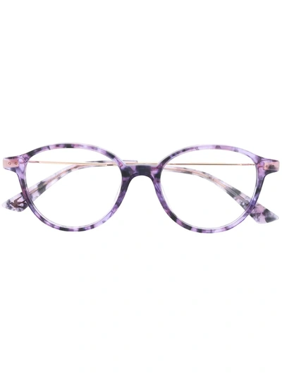 Mcq By Alexander Mcqueen Tortoiseshell Round-frame Glasses In Purple