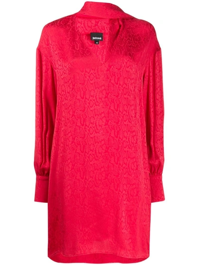 Just Cavalli Scarf Neck Dress In Red