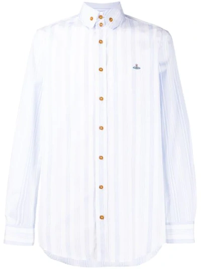 Vivienne Westwood Striped Button-down Collar Short In Blue