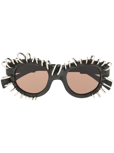 Kuboraum L2 Piercing-embellished Sunglasses In Black
