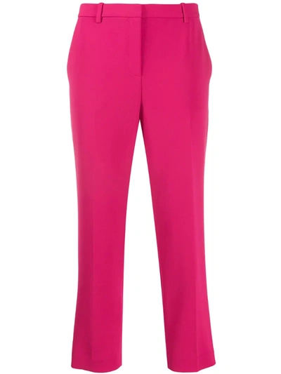 Theory High Waisted Cropped Trousers In Pink
